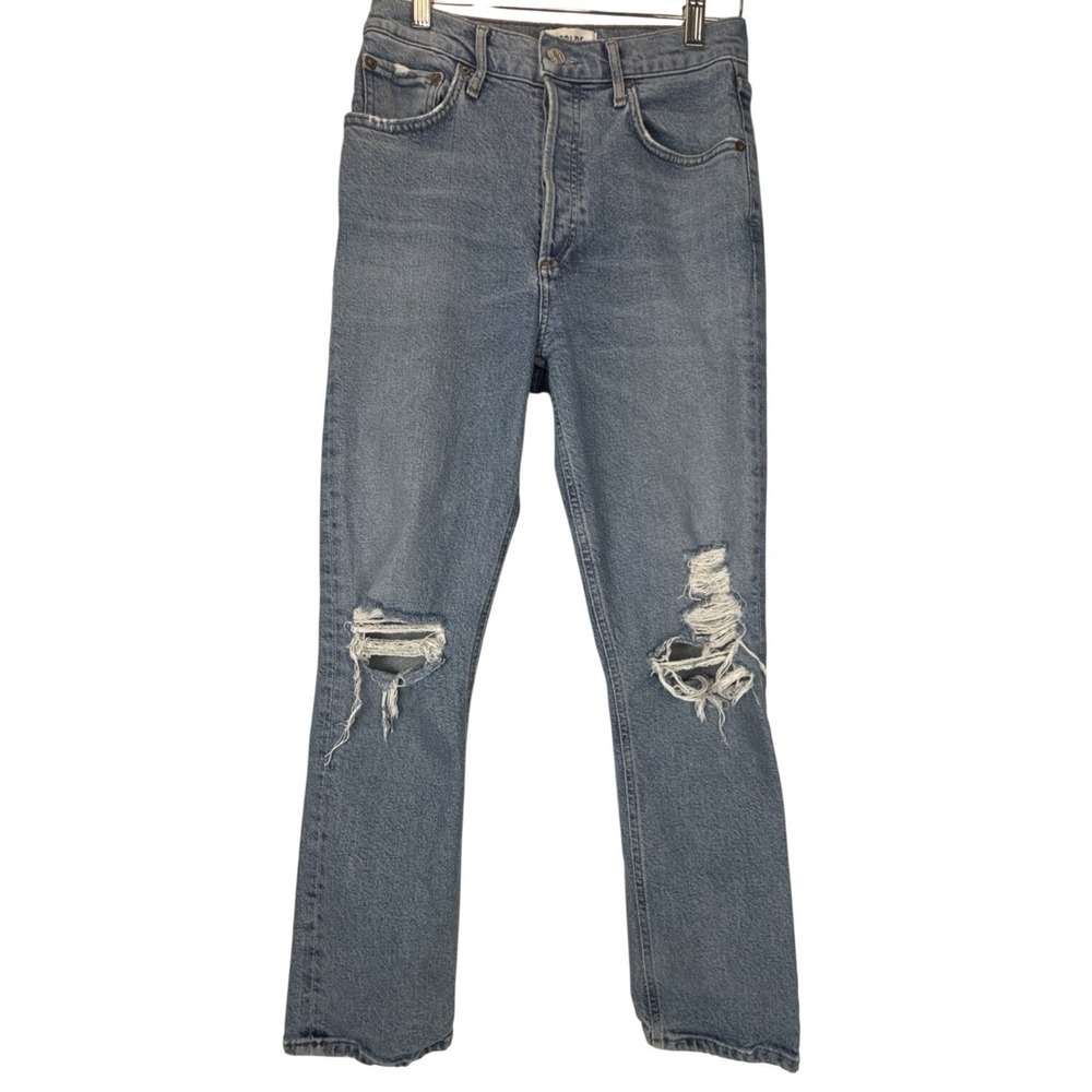 Agolde Riley High Rise Straight Leg Distressed Jeans Blue A056B-1255 Size 26